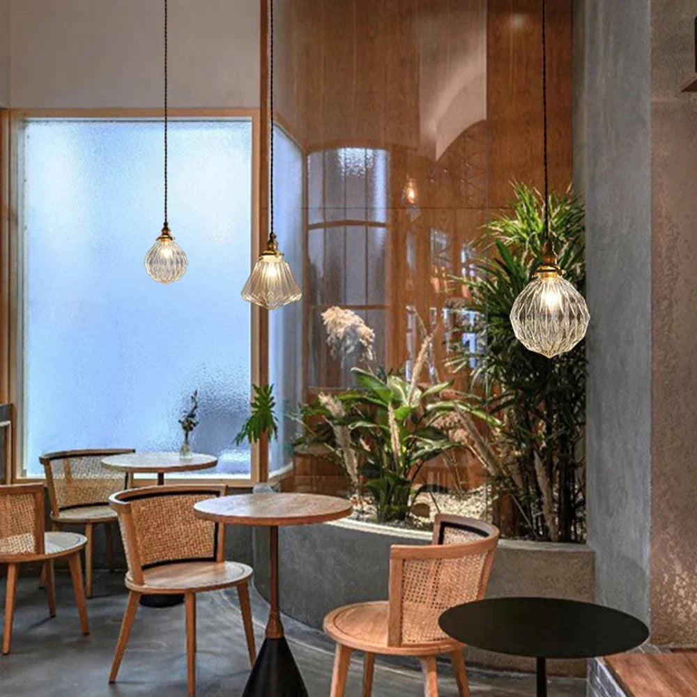 Nordic Clear Glass LED Pendant Light for Modern Interiors and Dining Areas