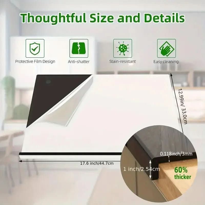 Nova Board 45x35 Cm Solid Acrylic Cutting Board — Secure Protective Lip
