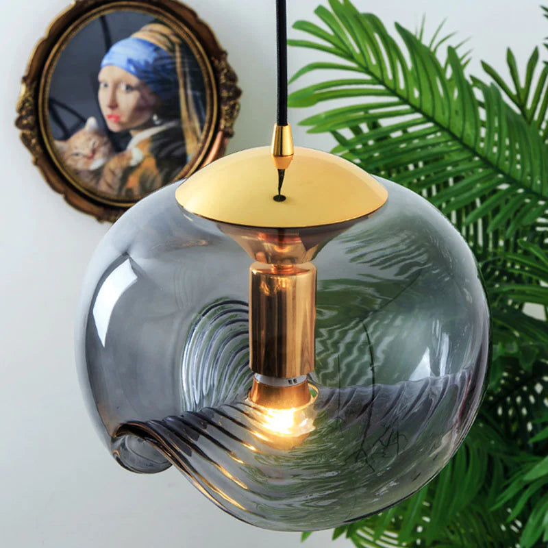Valentina Design LED Globe Pendant Light Black Glass Bar Counter | ventumra