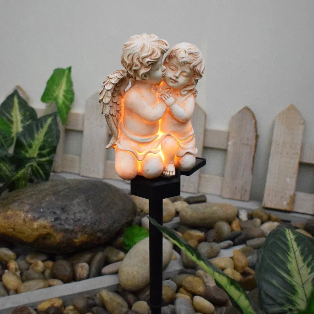 Aurielle Resin Angel Solar LED Outdoor Lamp for Serene Glow