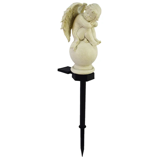 Aurielle Resin Angel Solar LED Outdoor Lamp for Serene Glow