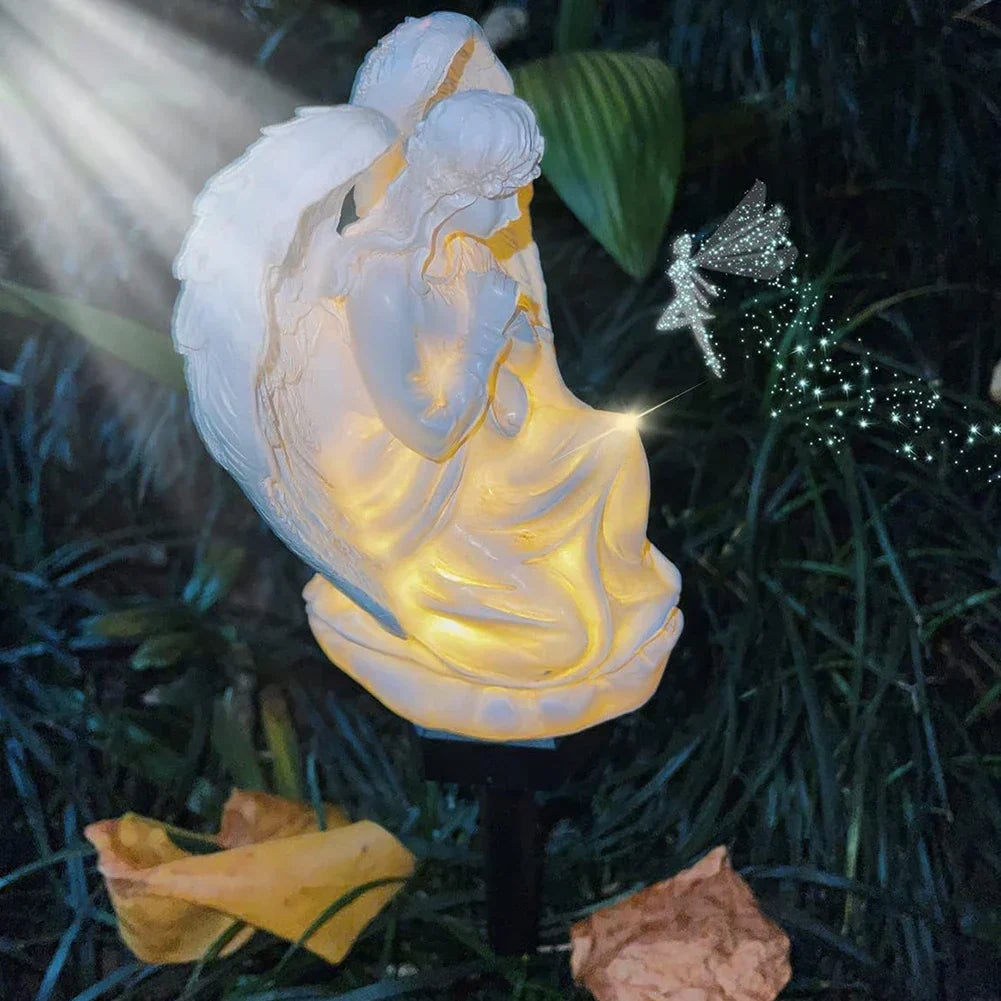 Aurielle Resin Angel Solar LED Outdoor Lamp for Serene Glow