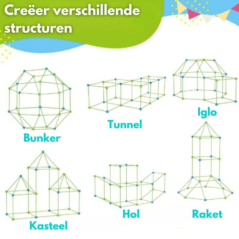 DreamCrest Builder creatieve bouwset — fortstructuren en gebogen tunnels, 85-delig