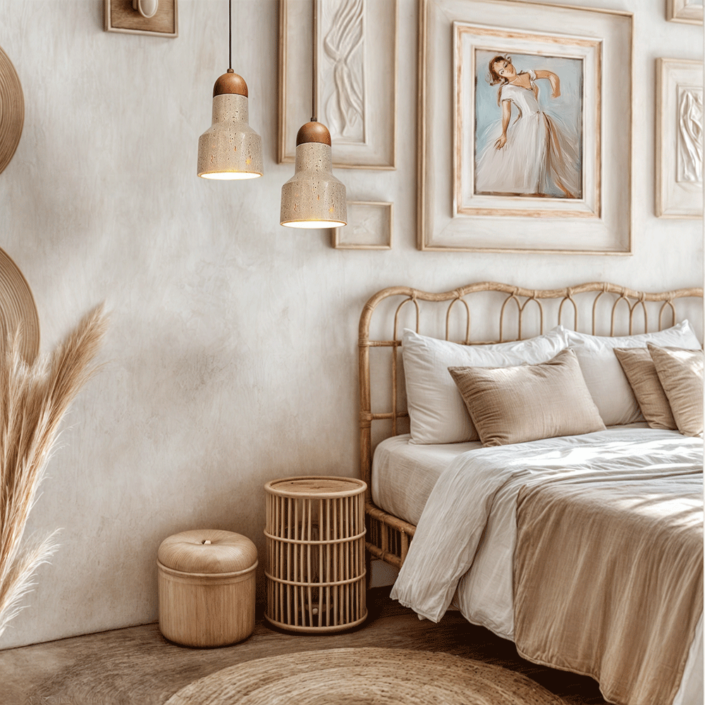 Ardent Travertine Cement Pendant Light With Wabi Studio Style
