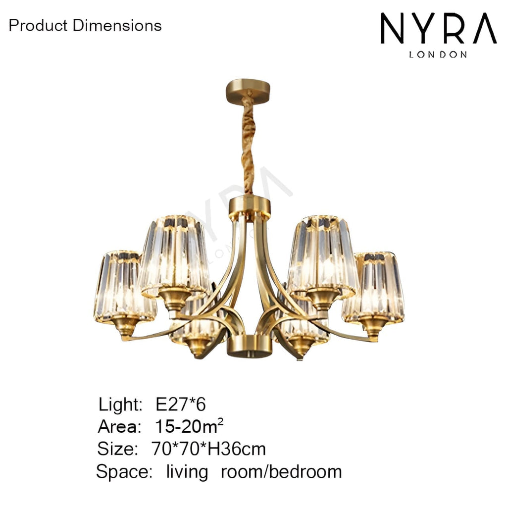 AuraLux Premium Brass Crystal Pendant Light with LED Glow