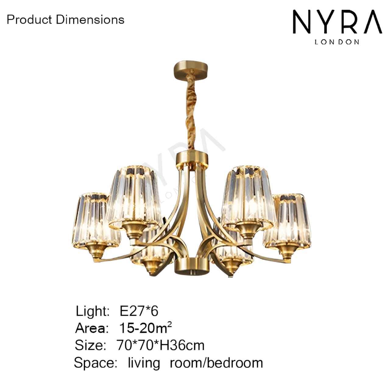 AuraLux Premium Brass Crystal Pendant Light with LED Glow