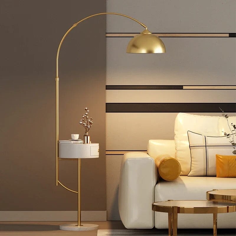 Aurelia Arc Floor Lamp Gold and White with Arch Style