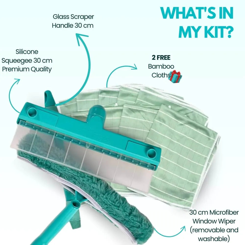 GlanzPro Window Cleaning Set — Sustainable Silicone Squeegee
