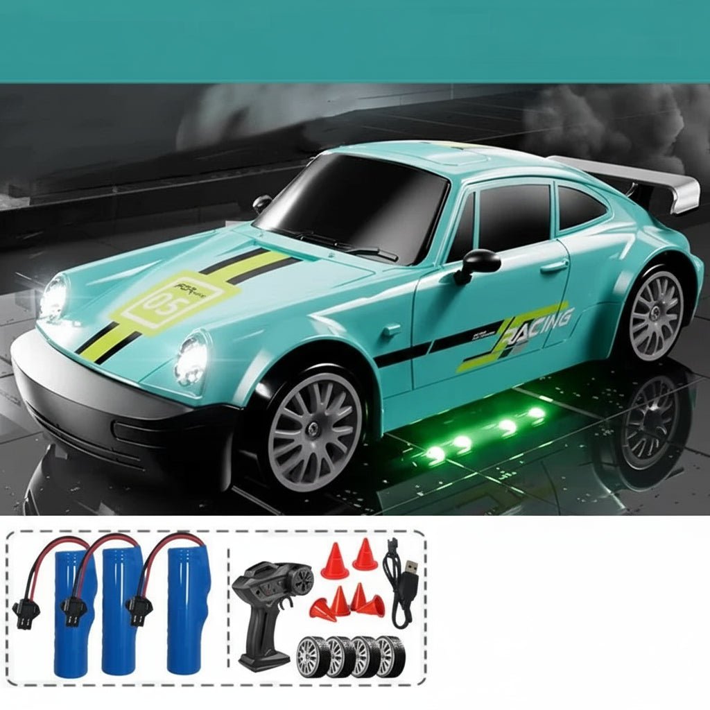AeroPulse 1:24 — szybki samochód RC 4WD do driftu — zintegrowane oświetlenie LED, podwójne opony