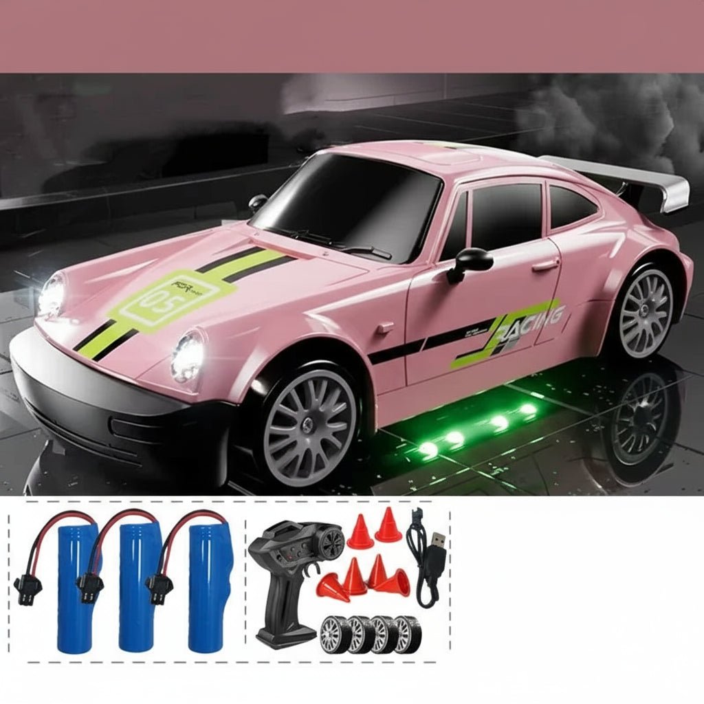 AeroPulse 1:24 — szybki samochód RC 4WD do driftu — zintegrowane oświetlenie LED, podwójne opony