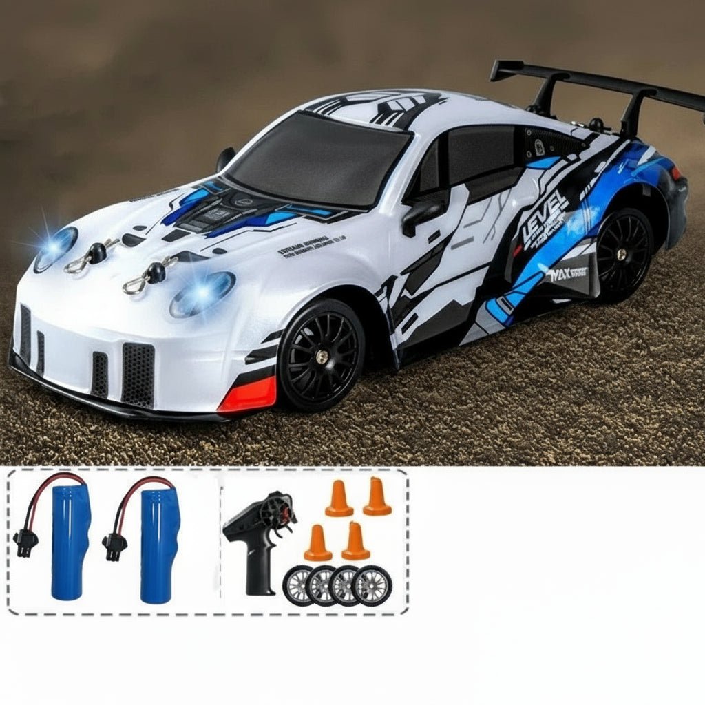 AeroPulse 1:24 — szybki samochód RC 4WD do driftu — zintegrowane oświetlenie LED, podwójne opony