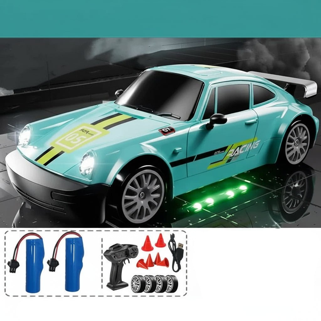 AeroPulse 1:24 — szybki samochód RC 4WD do driftu — zintegrowane oświetlenie LED, podwójne opony
