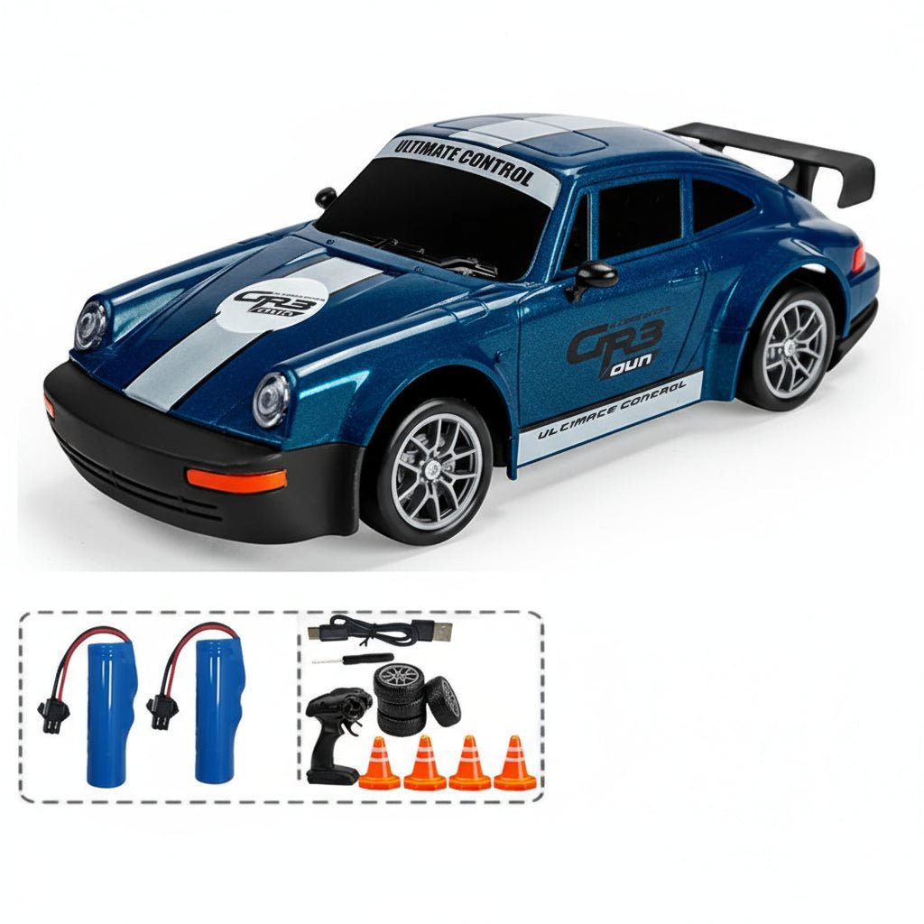 AeroPulse 1:24 — szybki samochód RC 4WD do driftu — zintegrowane oświetlenie LED, podwójne opony