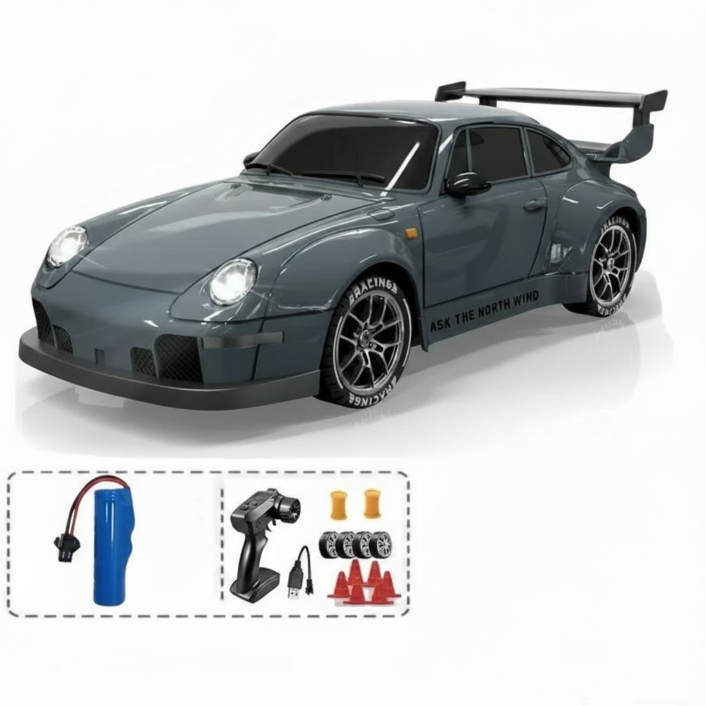 AeroPulse 1:24 — szybki samochód RC 4WD do driftu — zintegrowane oświetlenie LED, podwójne opony