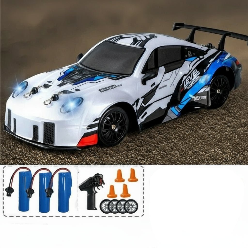 AeroPulse 1:24 — szybki samochód RC 4WD do driftu — zintegrowane oświetlenie LED, podwójne opony