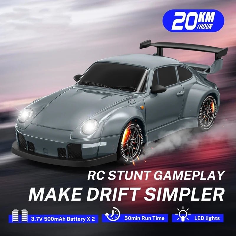 AeroPulse 1:24 — szybki samochód RC 4WD do driftu — zintegrowane oświetlenie LED, podwójne opony