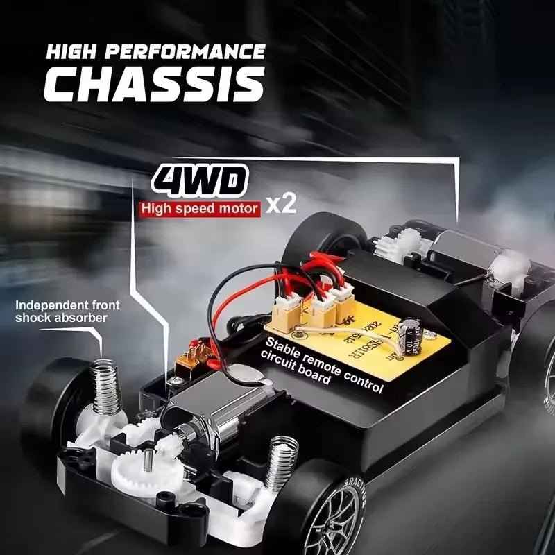 AeroPulse 1:24 — szybki samochód RC 4WD do driftu — zintegrowane oświetlenie LED, podwójne opony