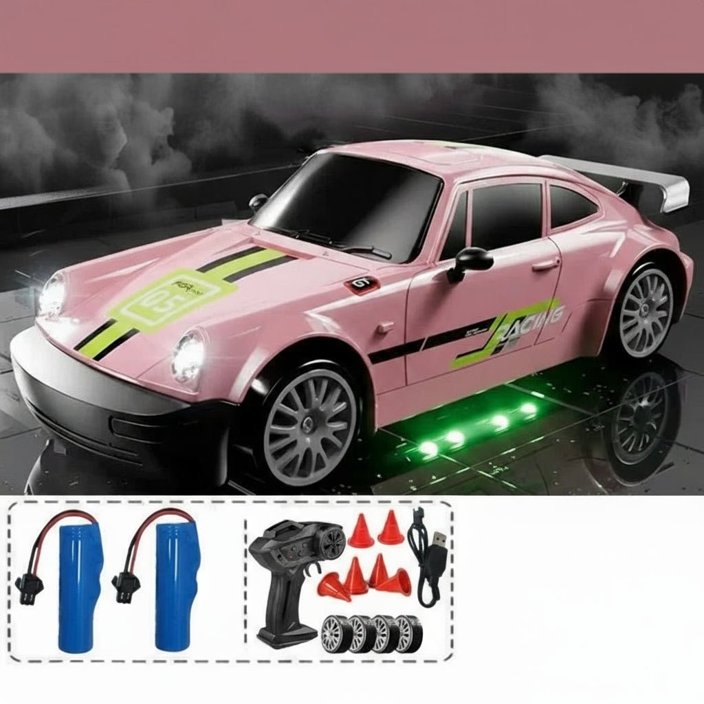 AeroPulse 1:24 — szybki samochód RC 4WD do driftu — zintegrowane oświetlenie LED, podwójne opony