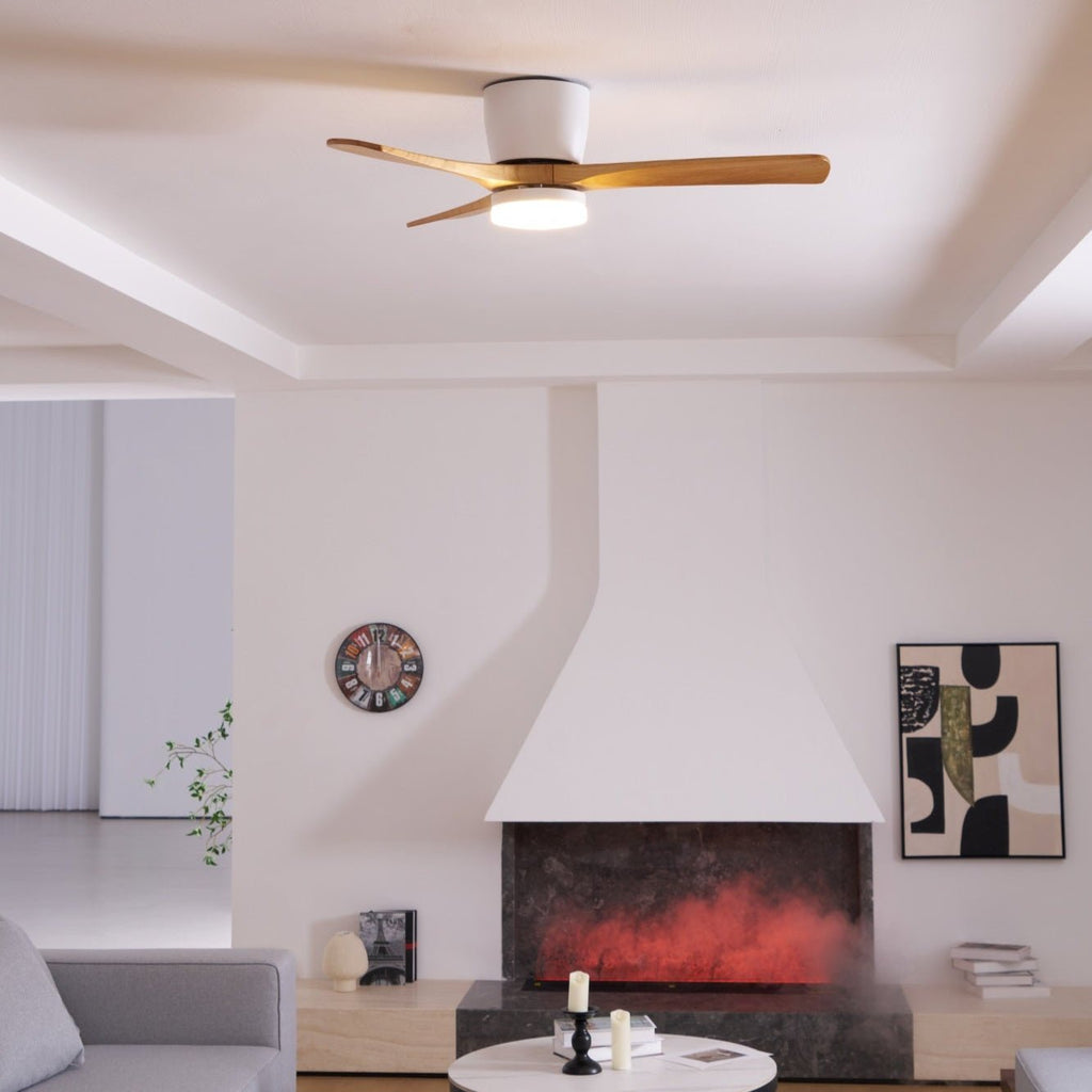 Stropní ventilátor se svítidlem Isben a dřevěnými lopatkami | Ventumra
