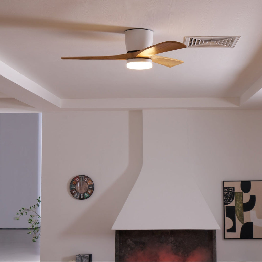 Stropní ventilátor se svítidlem Isben a dřevěnými lopatkami | Ventumra