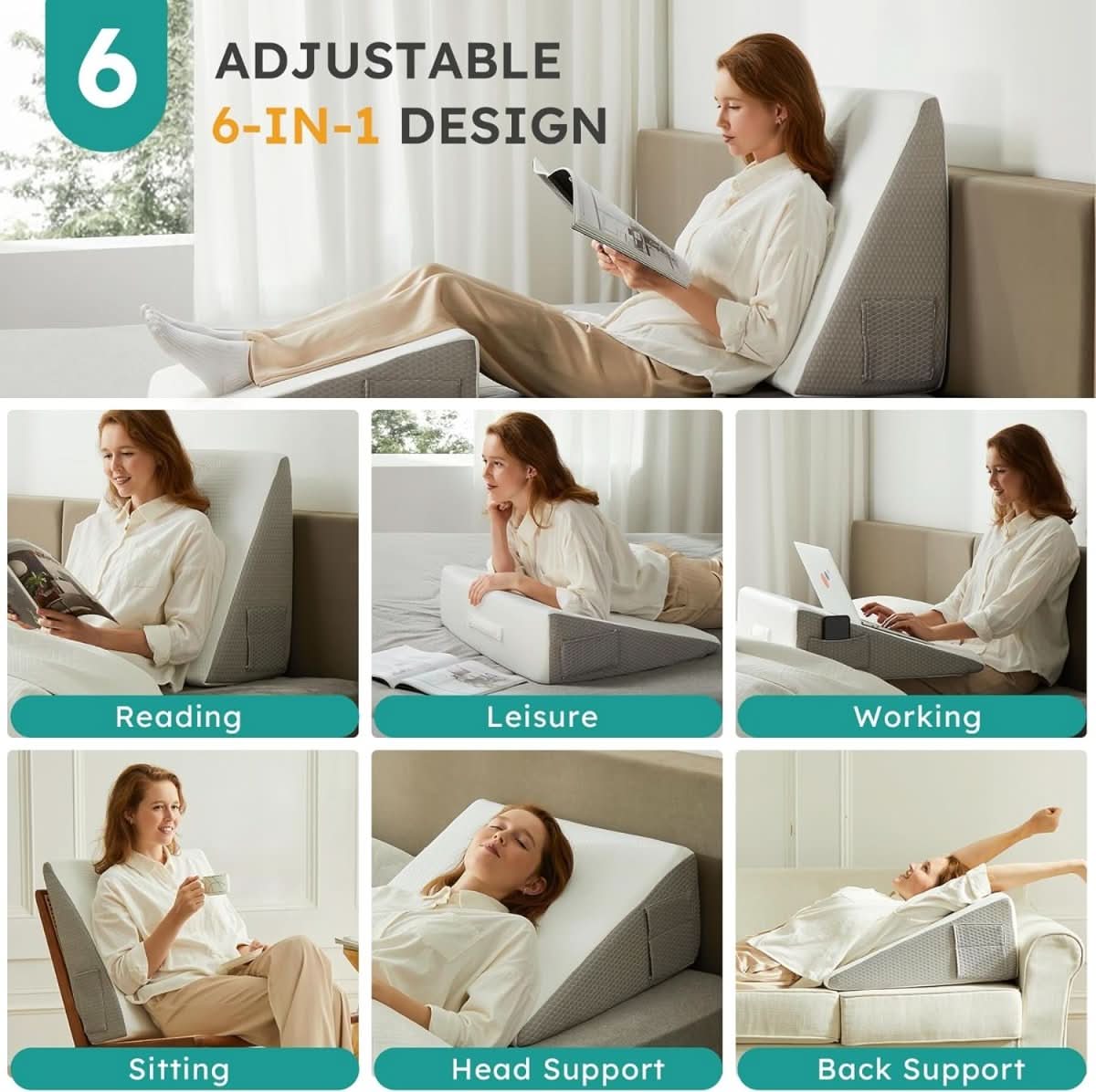 Cuscino a cuneo inclinato Deluxe — Design a pendenza graduale, interno ad alta densità