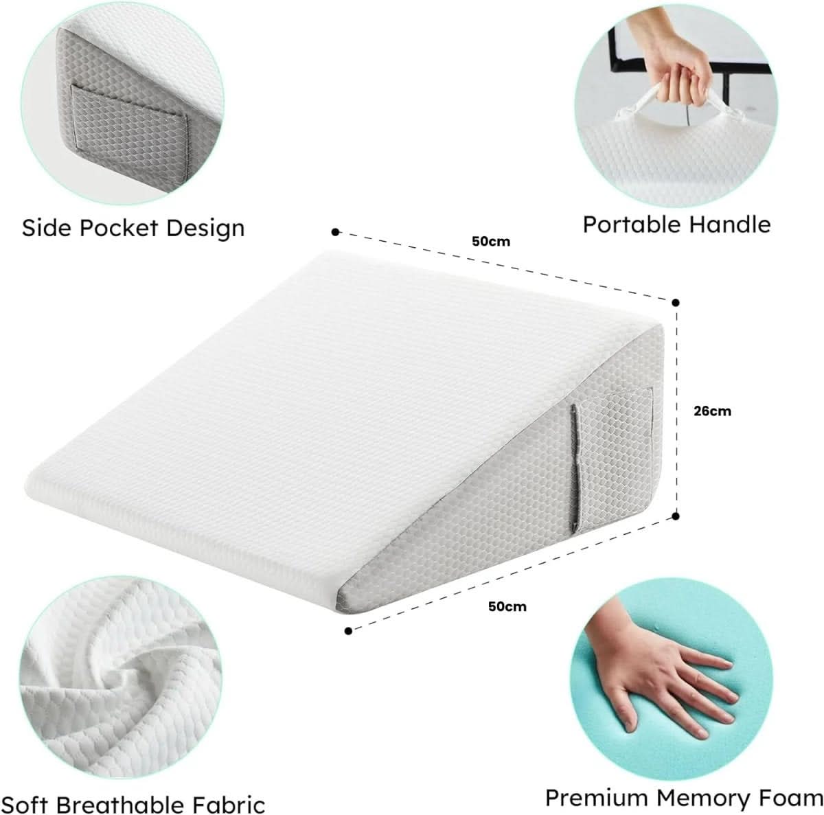 Cuscino a cuneo inclinato Deluxe — Design a pendenza graduale, interno ad alta densità
