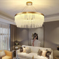 Kristy Modern Spiral Crystal Ring /Rectangle Chandelier, Gold | ventumra