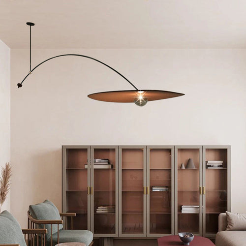 Arisha Minimalist Lotus Leaf Shaped Metal Pendant Light, Black/Gold | ventumra