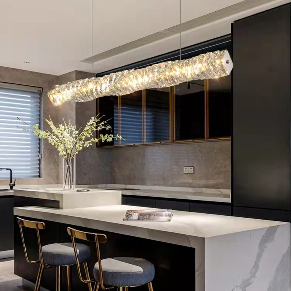 Kristy Crystal Sliver and Gold Pendant Light, Stainless Steel | ventumra