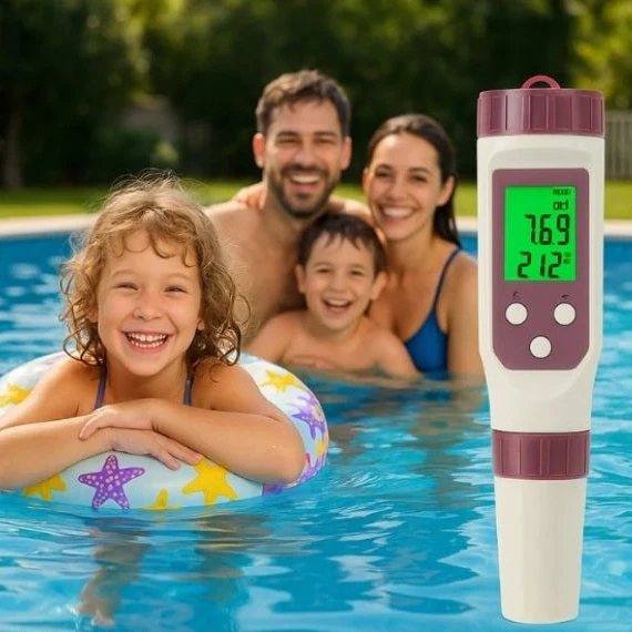 Digital 7-In-1 Pool Water Kit With Bluetooth App For pH ORP EC TDS Salinity | Ventumra