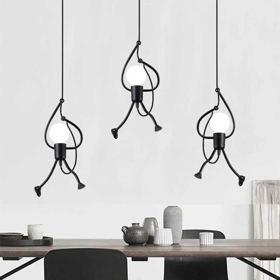 JoyGlimmer Doll Shaped Pendant Light Retro Style Decor