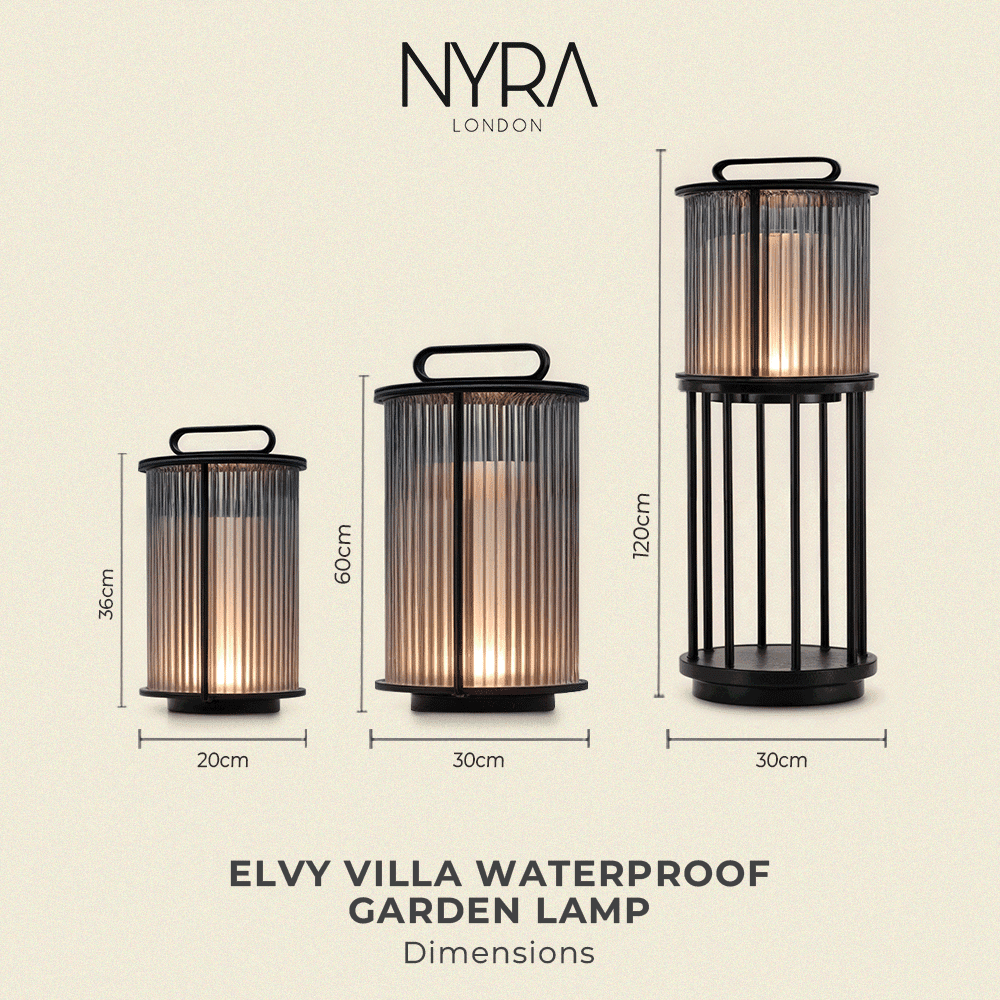 LumaVerde Outdoor Lantern Lamp Waterproof With Ribbed Glass