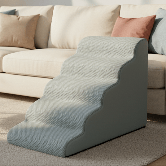 CozyPaw Five-Step Padded Dog Ramp — Removable Washable Cover