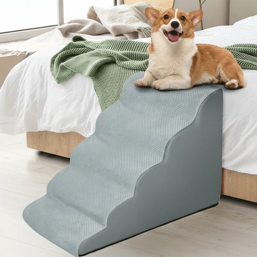 CozyPaw Five-Step Padded Dog Ramp — Removable Washable Cover