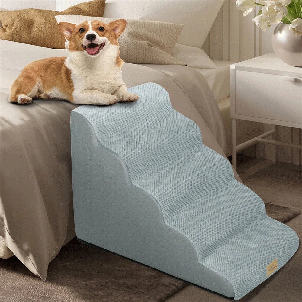 CozyPaw Five-Step Padded Dog Ramp — Removable Washable Cover