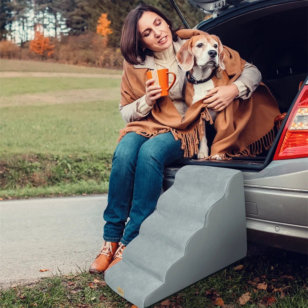 CozyPaw Five-Step Padded Dog Ramp — Removable Washable Cover
