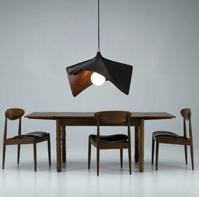 Luxury Black Folded Resin Pendant Light with Adjustable Length and Soft LED Lighting