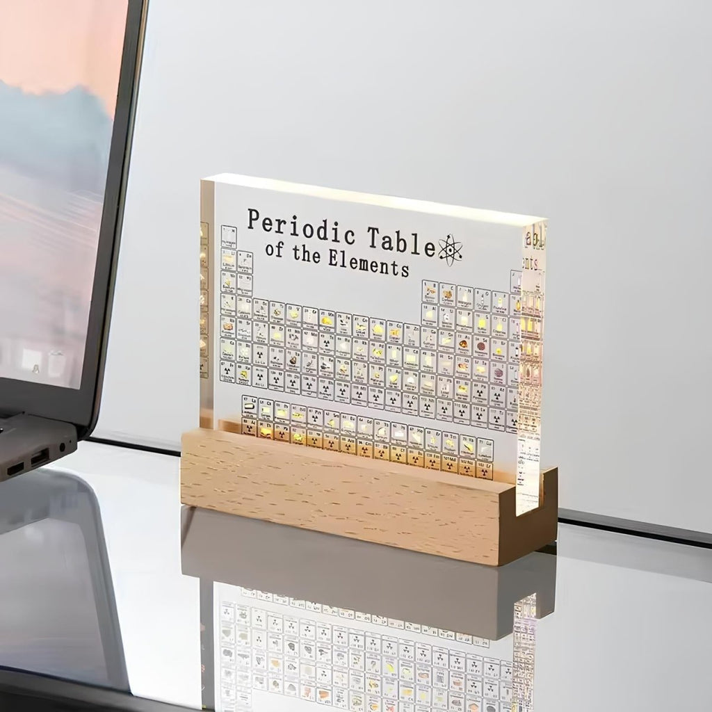 Lumina Illuminated Periodic Table — 83 Encased Real Chemical Elements