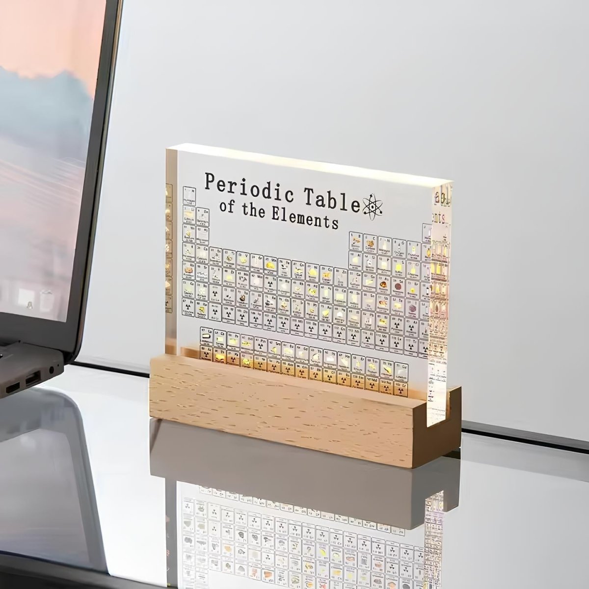 Lumina Illuminated Periodic Table — 83 Encased Real Chemical Elements