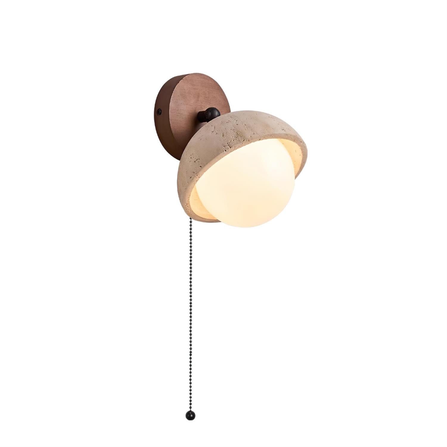 Wall Lamp Travertine and Wood Minimalist Soft Glow Modern Accent | ventumra