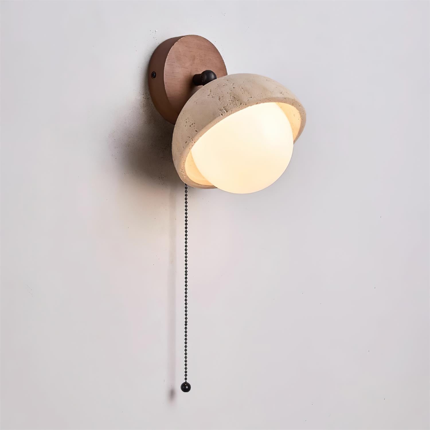 Wall Lamp Travertine and Wood Minimalist Soft Glow Modern Accent | ventumra