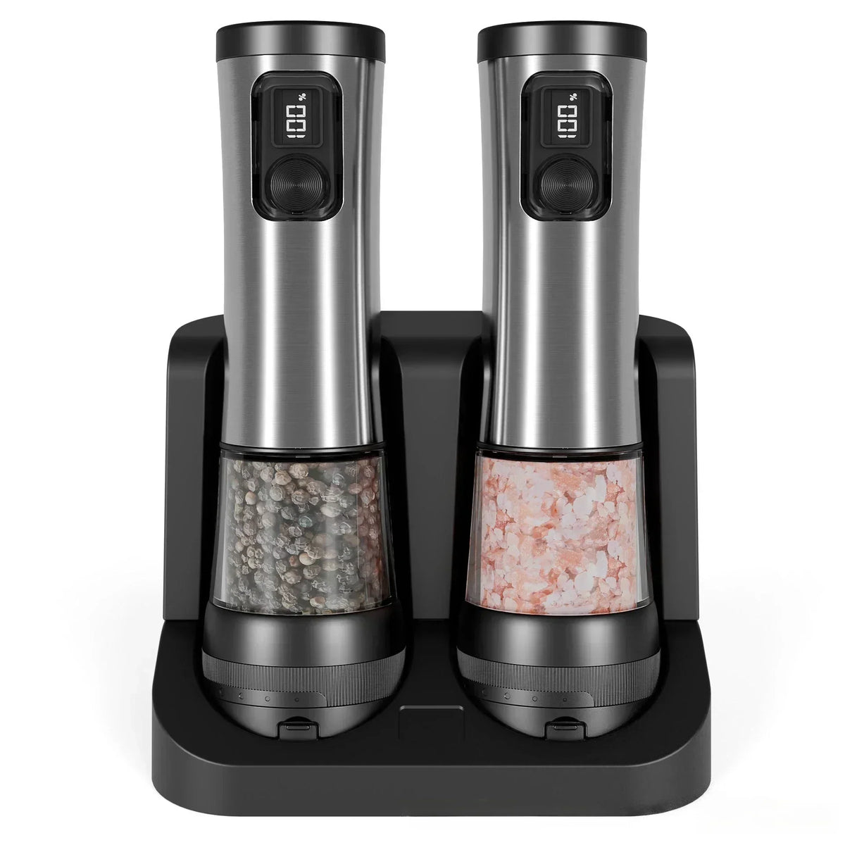 GrindSmart Salt and Pepper Grinder Set — Rechargeable, Adjustable Grind Settings
