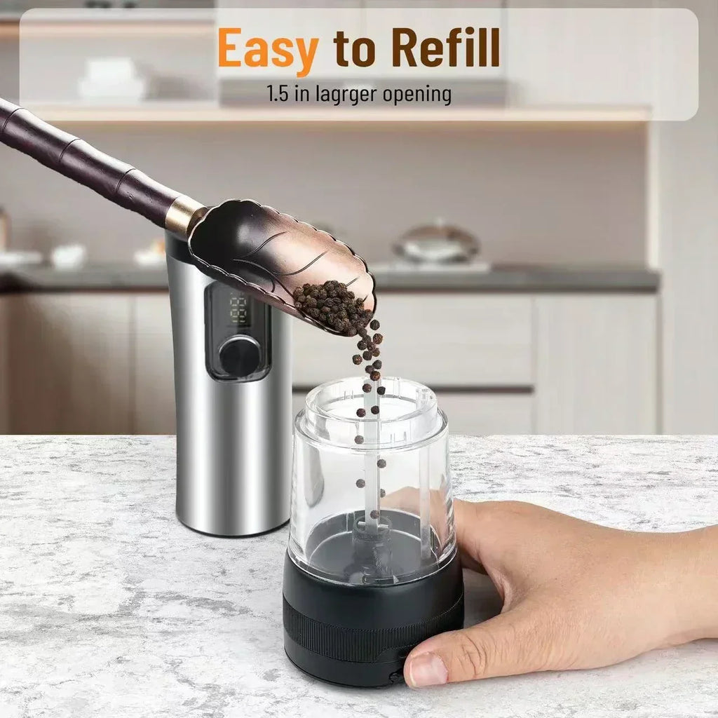 GrindSmart Salt and Pepper Grinder Set — Rechargeable, Adjustable Grind Settings
