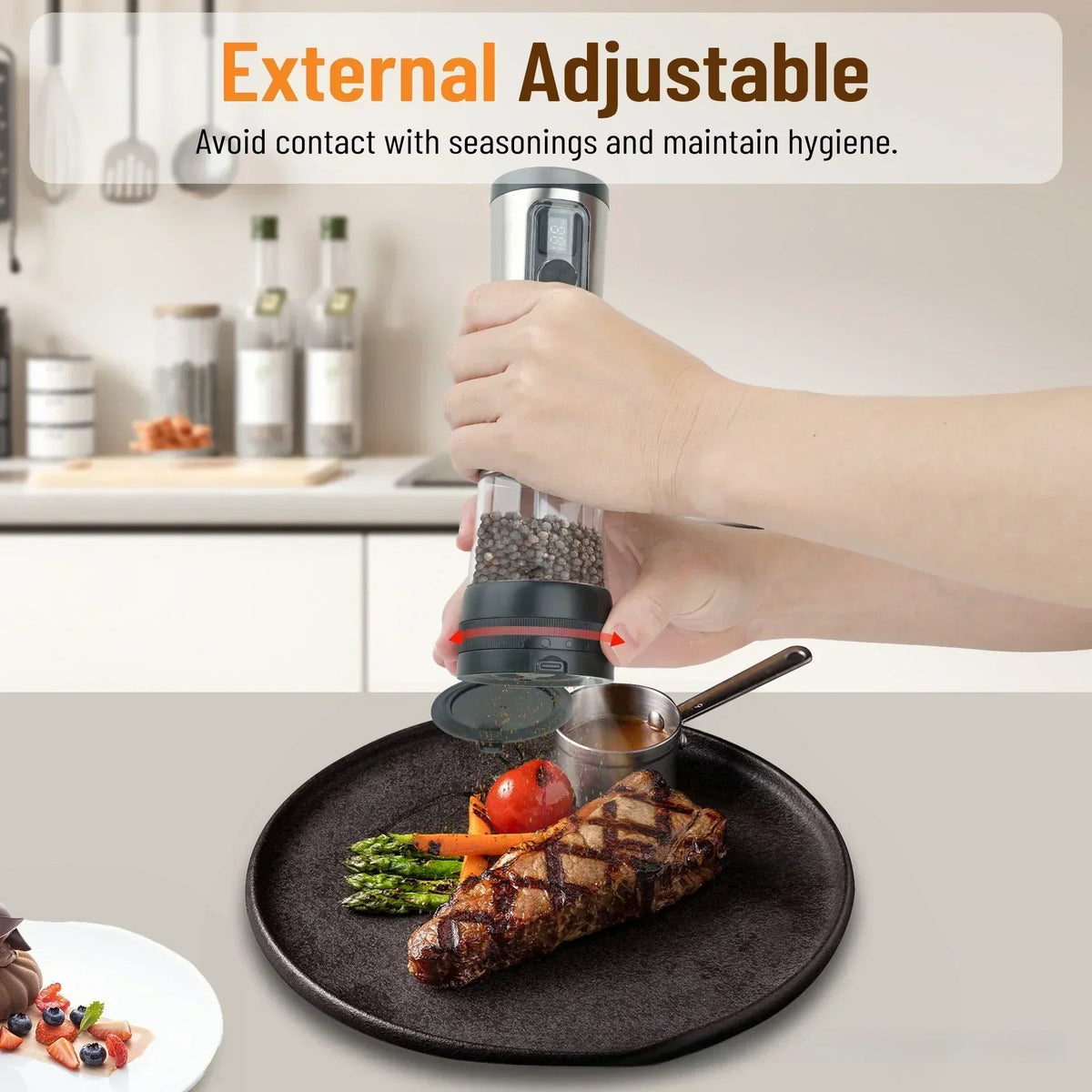 GrindSmart Salt and Pepper Grinder Set — Rechargeable, Adjustable Grind Settings