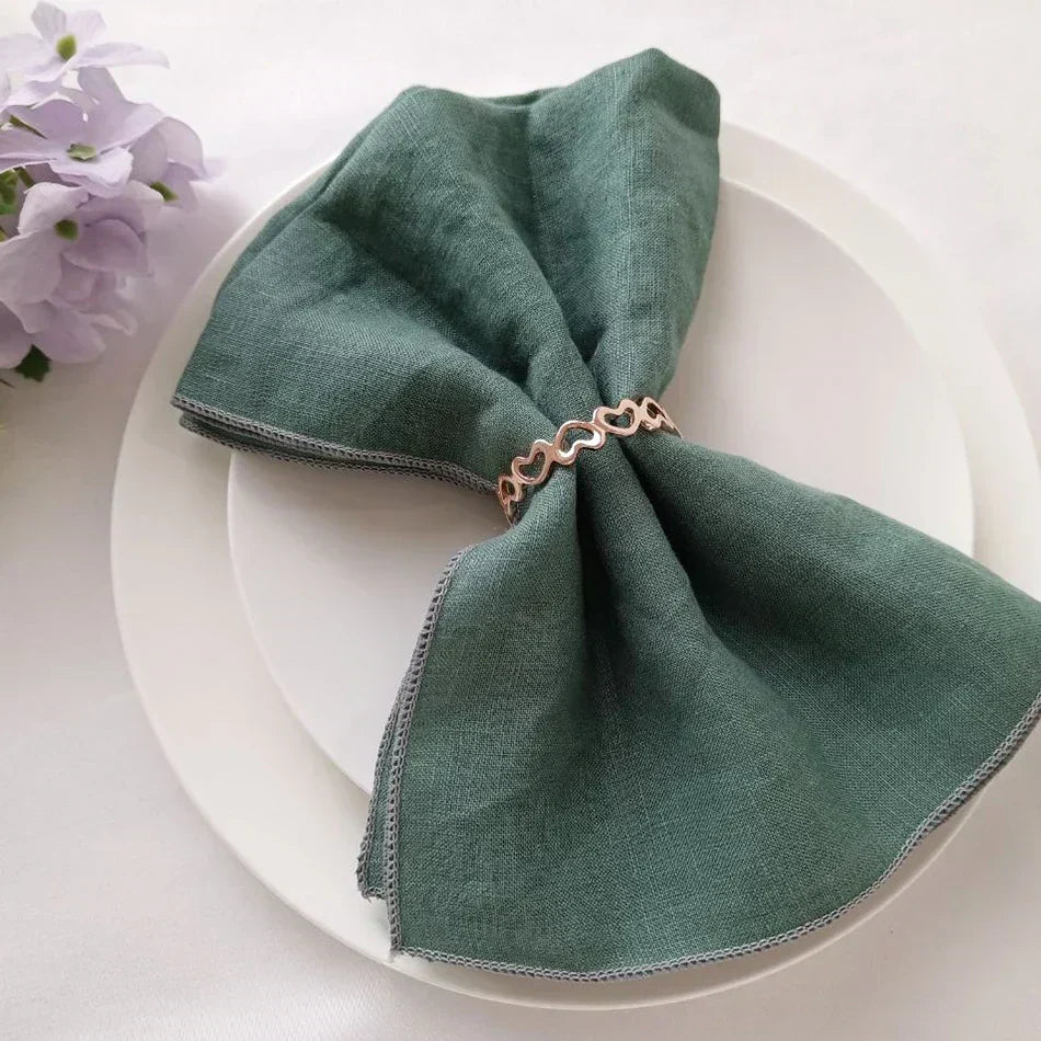 Astra Linen Napkins — Delicate Gray Border Trim