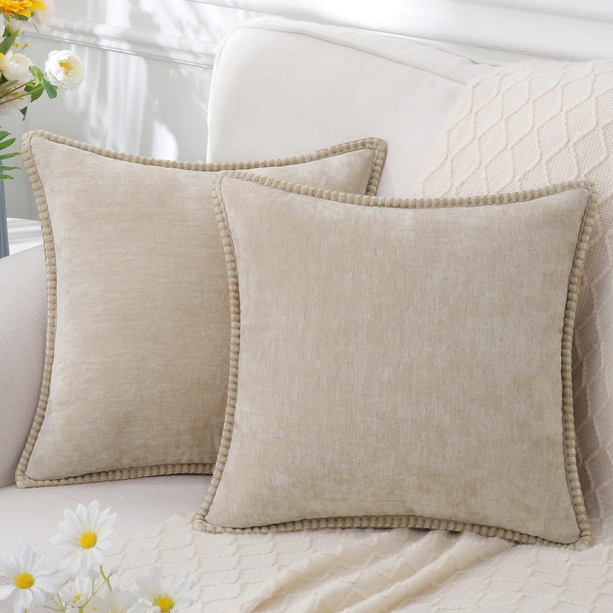 Luminara Home Eleganter Chenille-Kissenbezug — Dichte samtige Textur, glatte Oberfläche