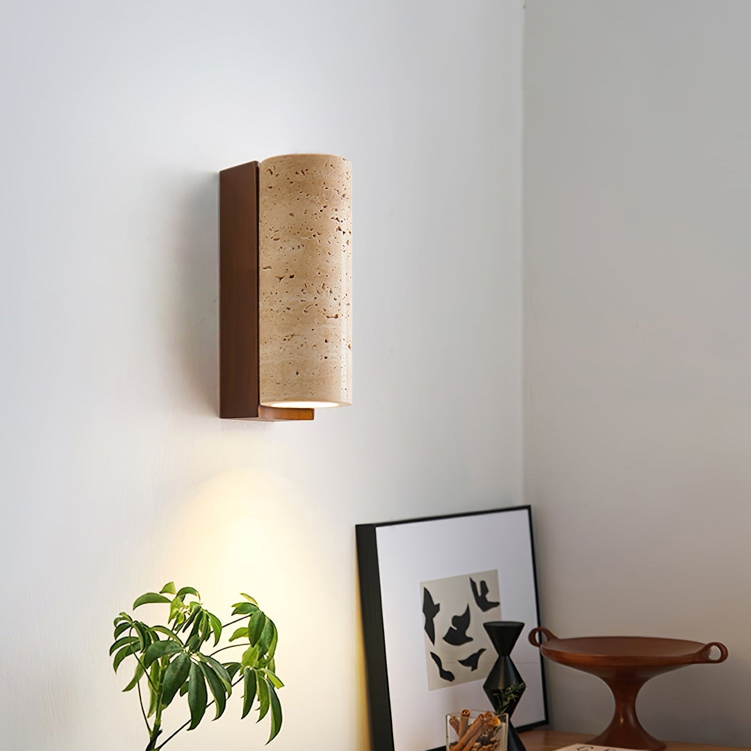 Nula Natural Travertine Wall Lamp | ventumra