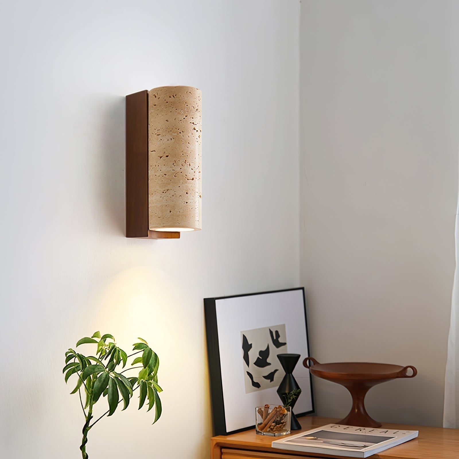 Nula Natural Travertine Wall Lamp | ventumra