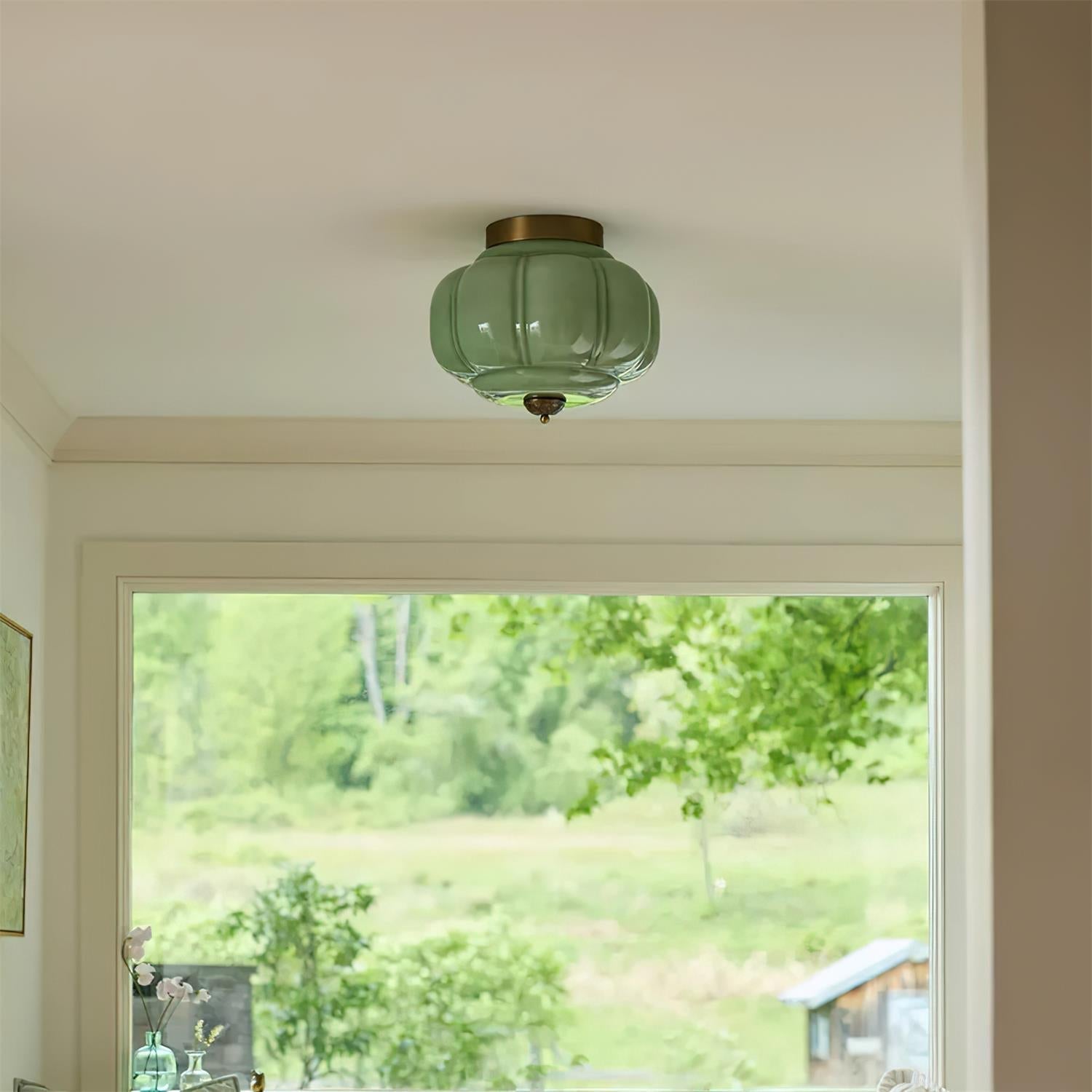 Elyra Green Glass Ceiling Lamp | ventumra