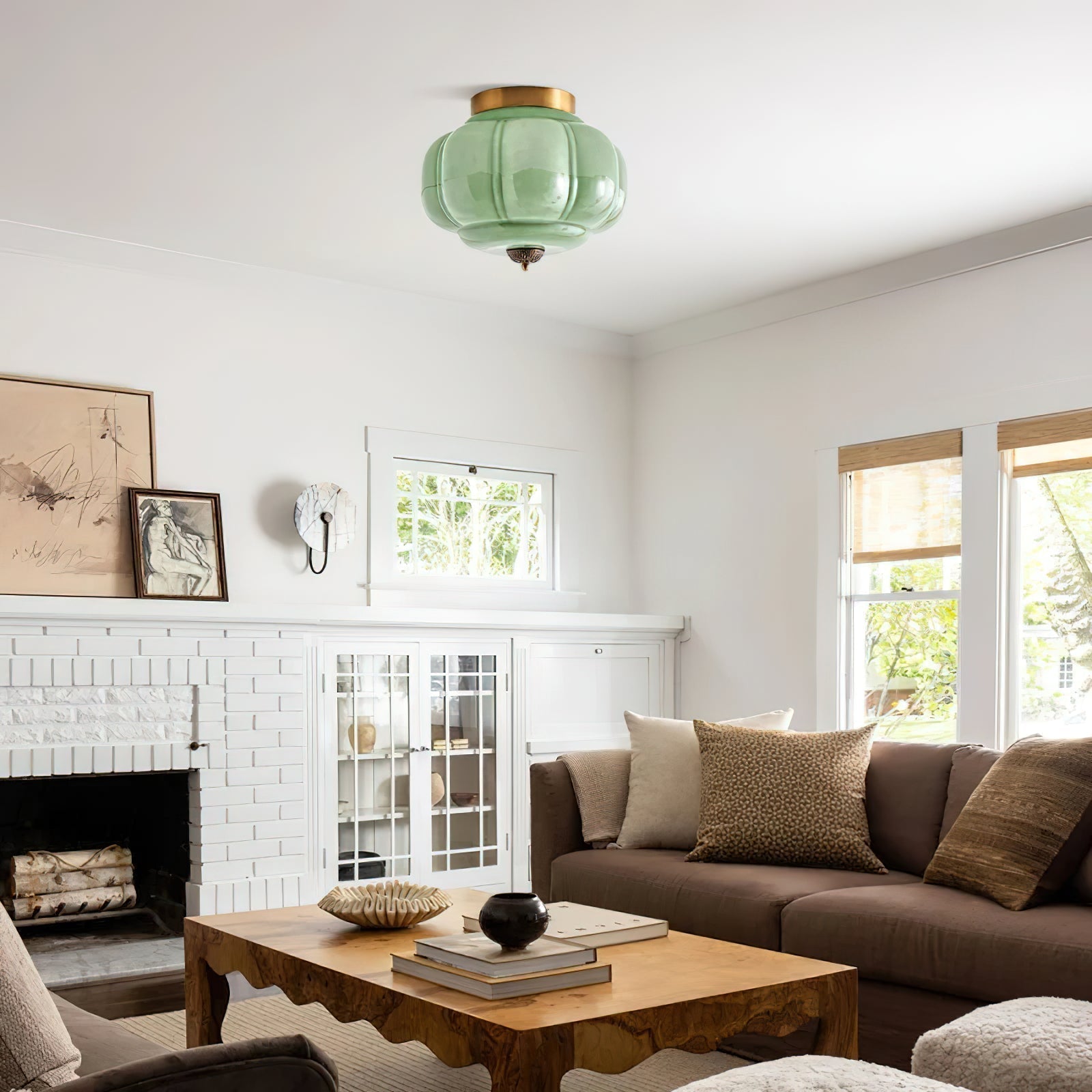 Elyra Green Glass Ceiling Lamp | ventumra